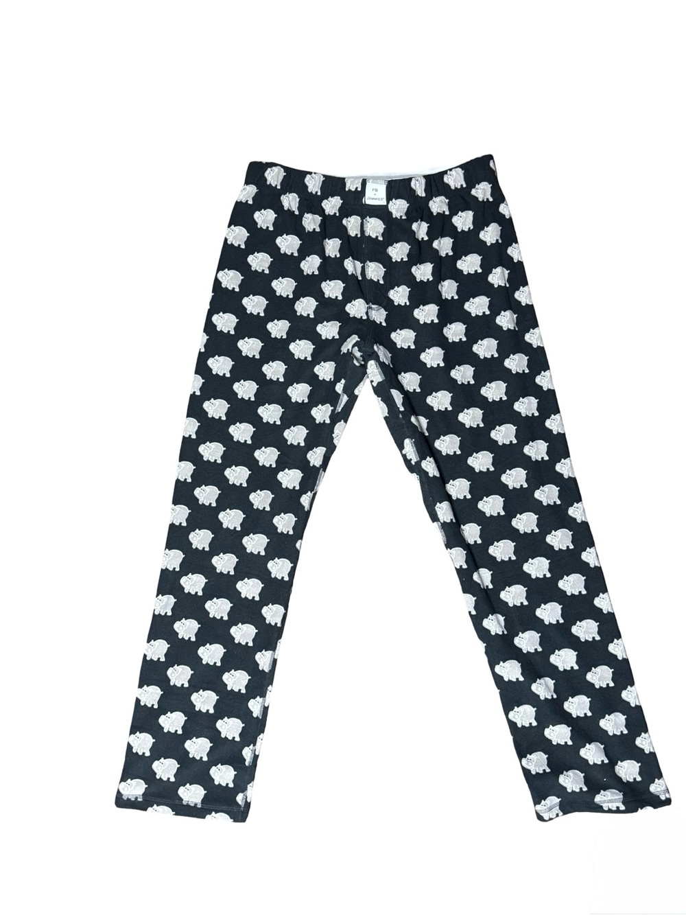 PB + Jammies Pajama Pants XL Hippo Print Black Made in USA Lounge Sleepwear